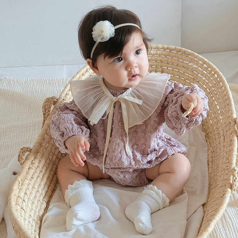 Autumn New Arrival Baby Girls Long Sleeves Purple Onesies-1