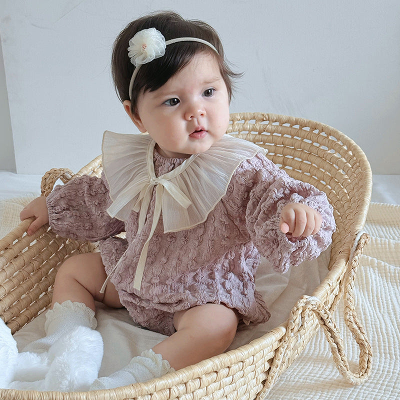Autumn New Arrival Baby Girls Long Sleeves Purple Onesies-2