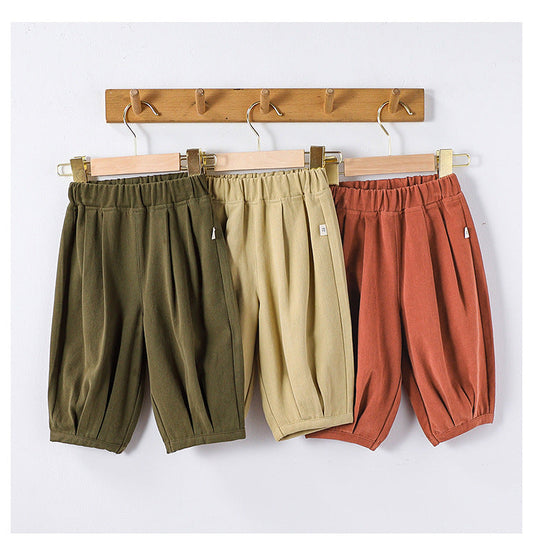 Autumn New Arrival Kids Unisex Soft Comfortable Pure Cotton Long Solid Color Pants-0